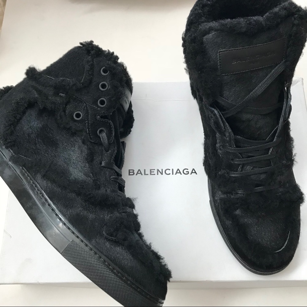 BALENCIAGA shearling and calf hair trainers (41) - Picture 8 of 12